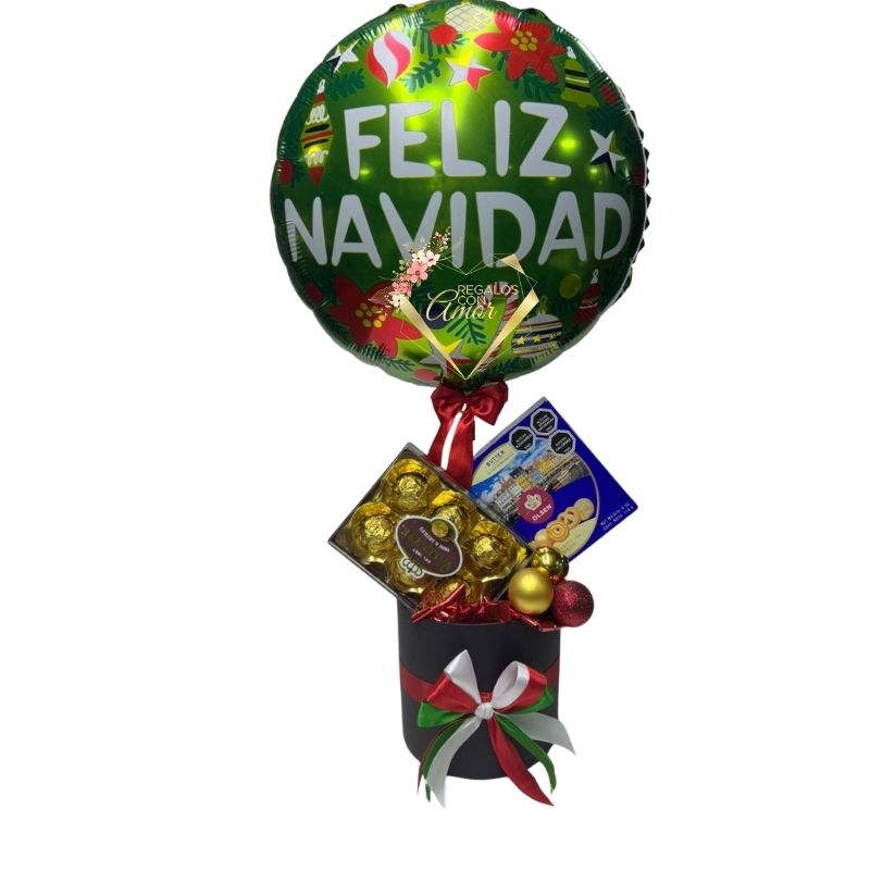 244 Box Cilindro Navidad Bombones Valente, Galletas y Globo - Imagen 1