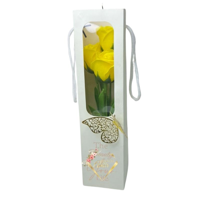 32 Cartera de 3 Rosas Eternas Amarillas - Imagen 1